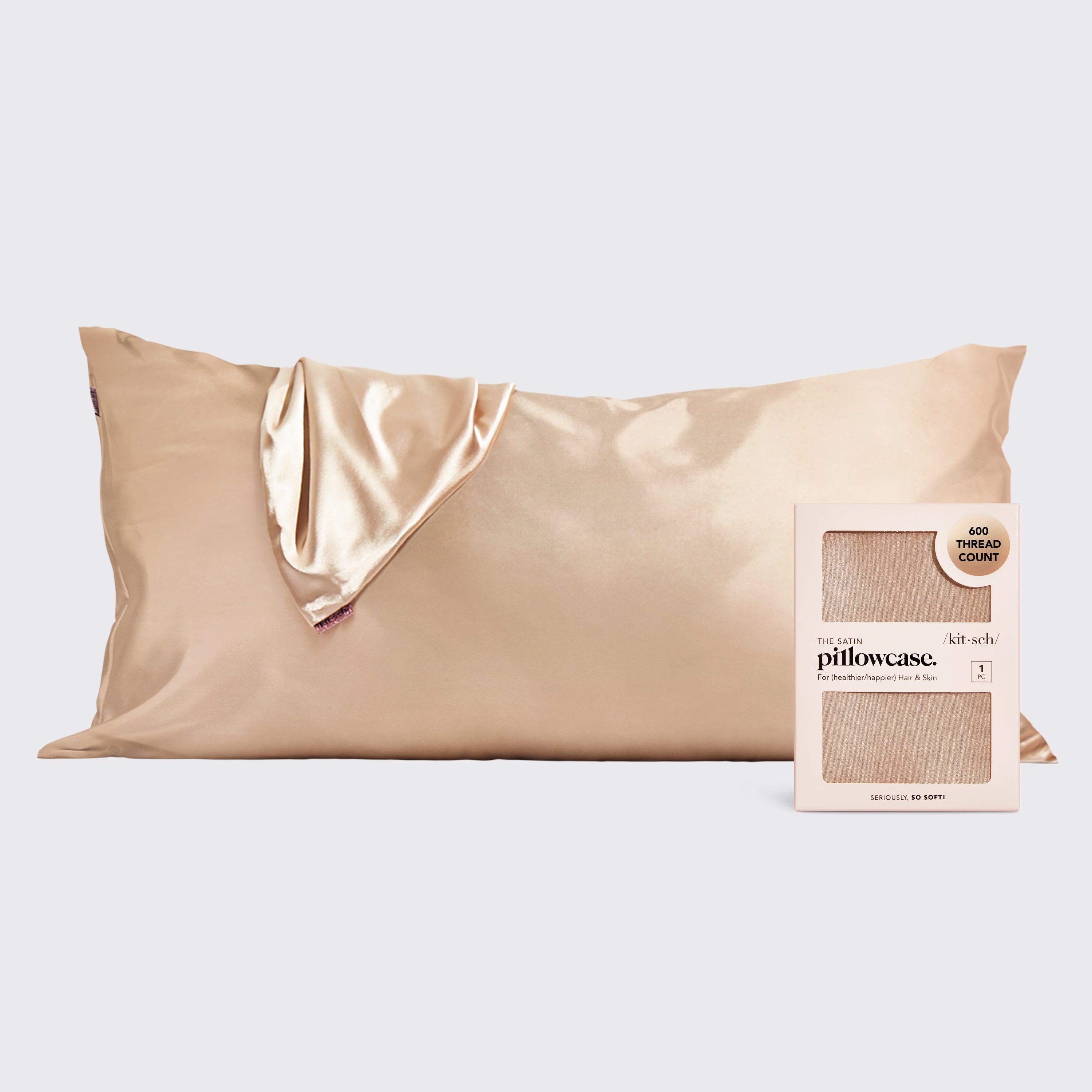 Gift Set: Rose Gold Pure Mulberry Silk Pillowcase, Eye Mask And Scrunchies, King Size, Soft Strokes Silk