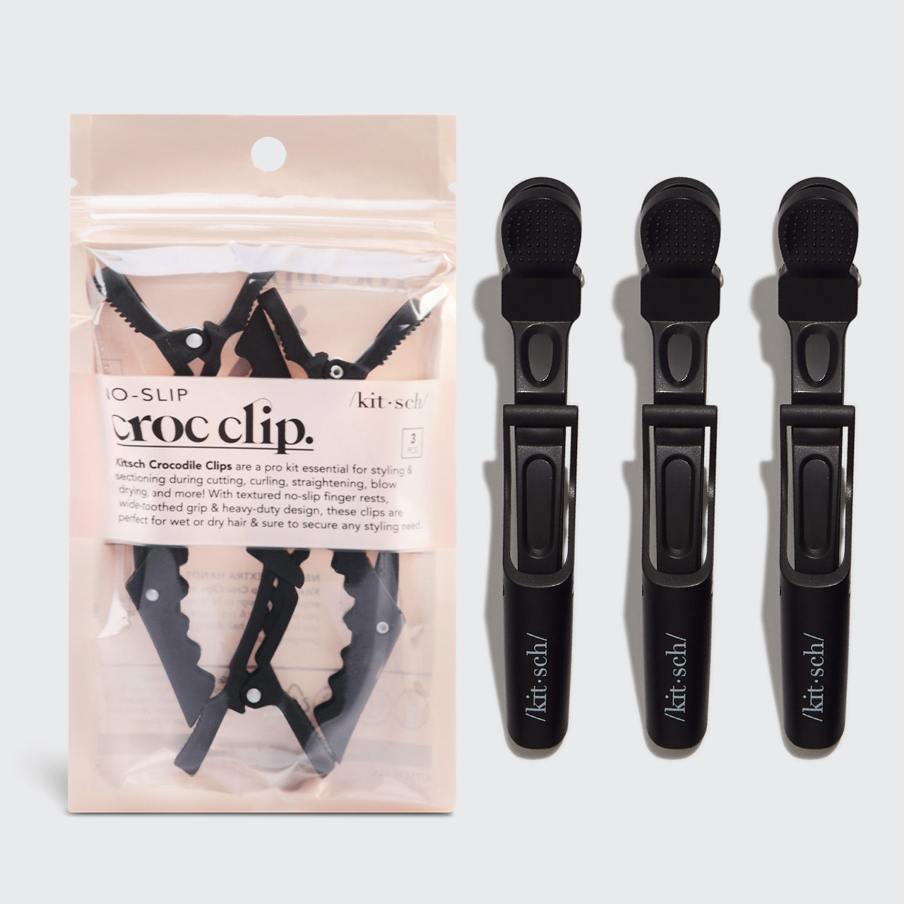 No Slip Crocodile Clip 3pc - שחור