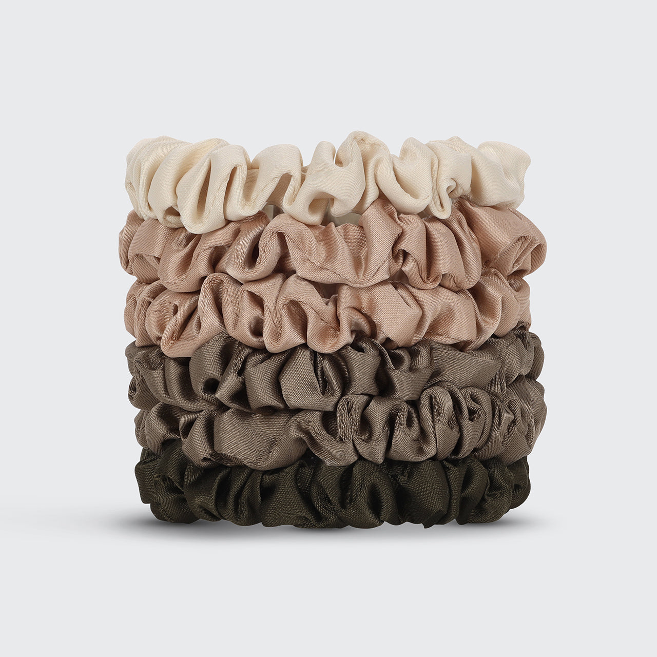 Ultra Petite Satijnen Scrunchies 6st - Eucalyptus