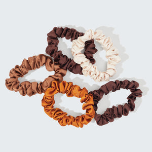 Conjunto de 5 unidades de elásticos Satin Petite Scrunchies - Sedona