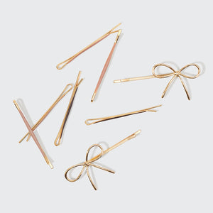 Conjunto de 8 unidades de Bobby Pins em metal esmaltado com nuvem e laço - Rosewood