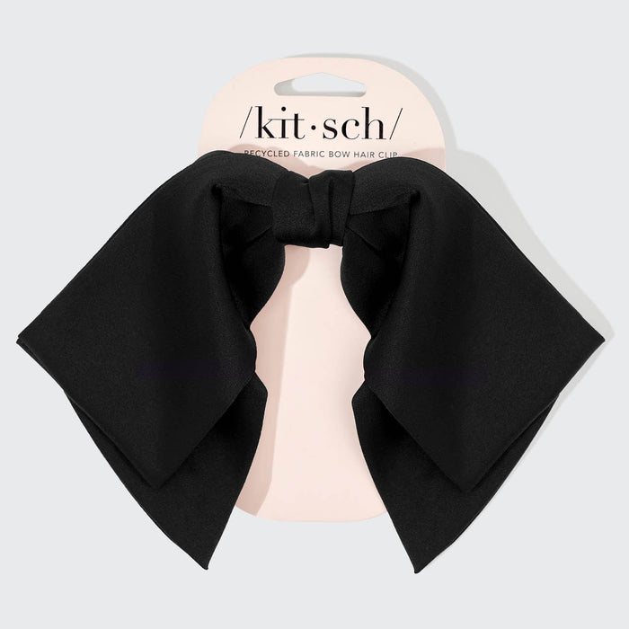 Recycled Fabric Bow Hair Clip - Black