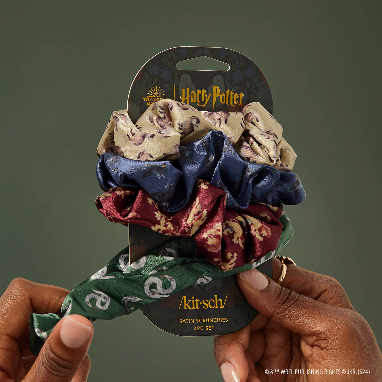 Harry Potter x Kitsch Satin Scrunchies All Houses 4pc Set