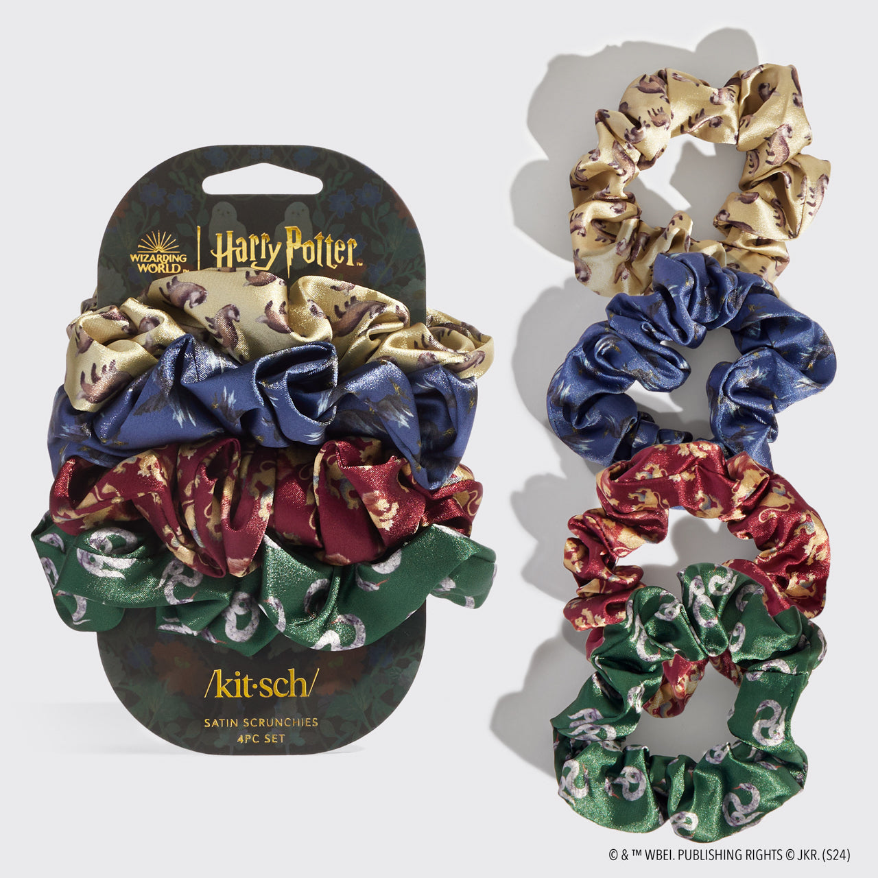 Kitsch x Harry Potter Satin Scrunchies All Houses 4pc Set