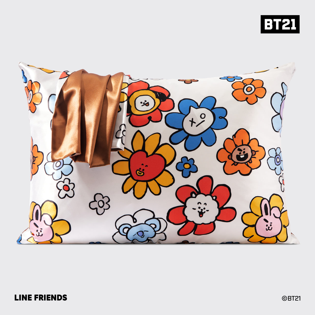 BT21 trifft Kitsch Satin-Kissenbezug - SHOOKY