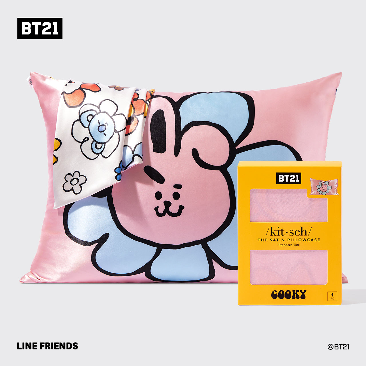 BT21이 키치 새틴 베갯잇을 만나다 - COOKY