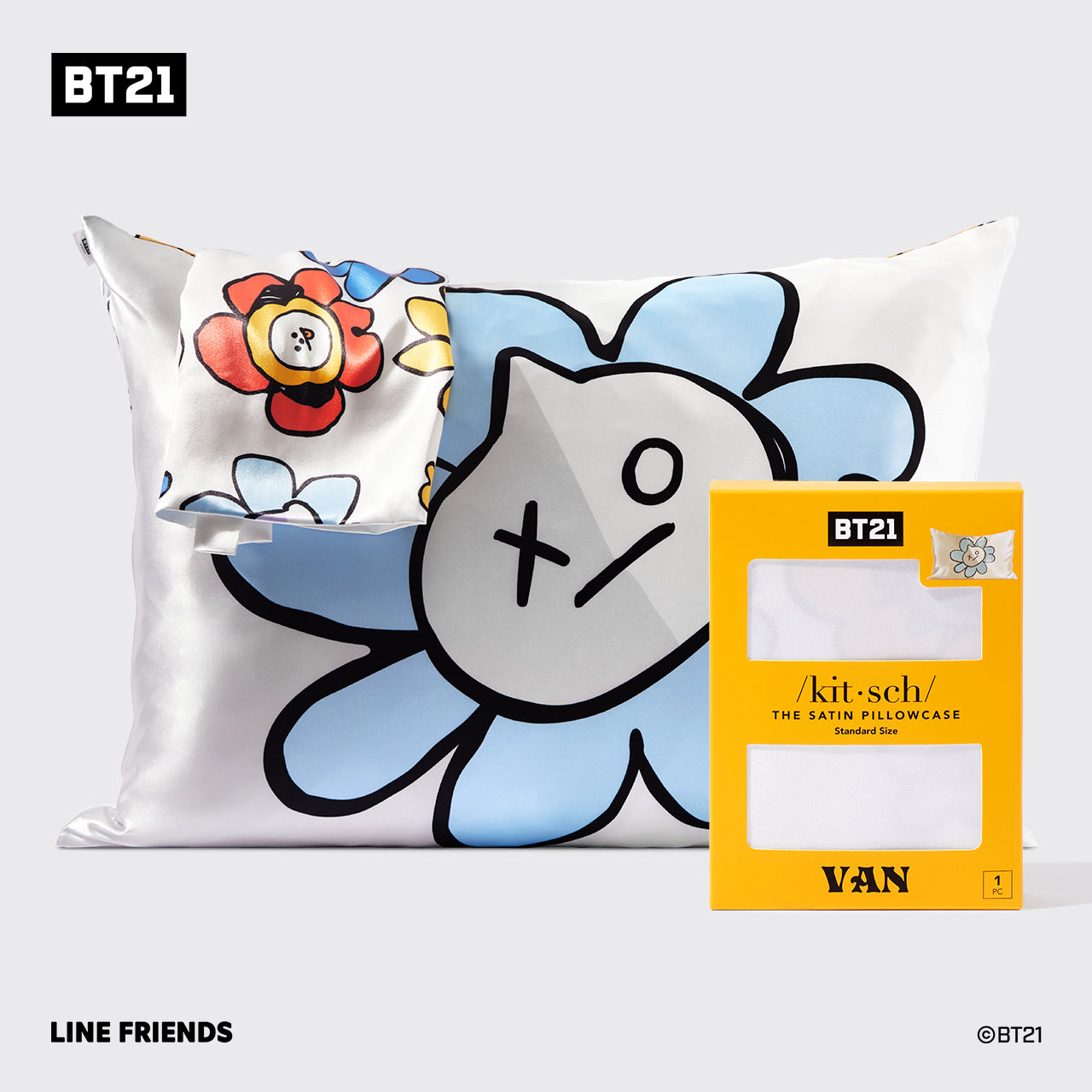 BT21 meets キッチュ・サテン枕カバー - VAN