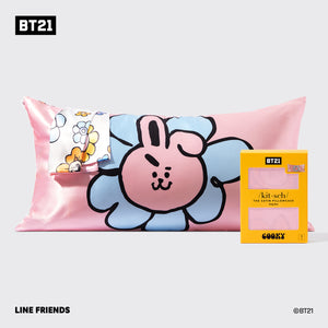 BT21 x Kitsch Saténové povlečení na polštář King - Cooky