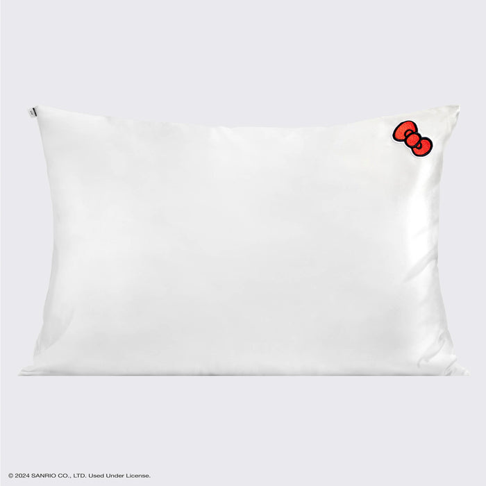 Hello Kitty x Kitsch Satin Pillowcase - Solid Ivory Hello Kitty Bow
