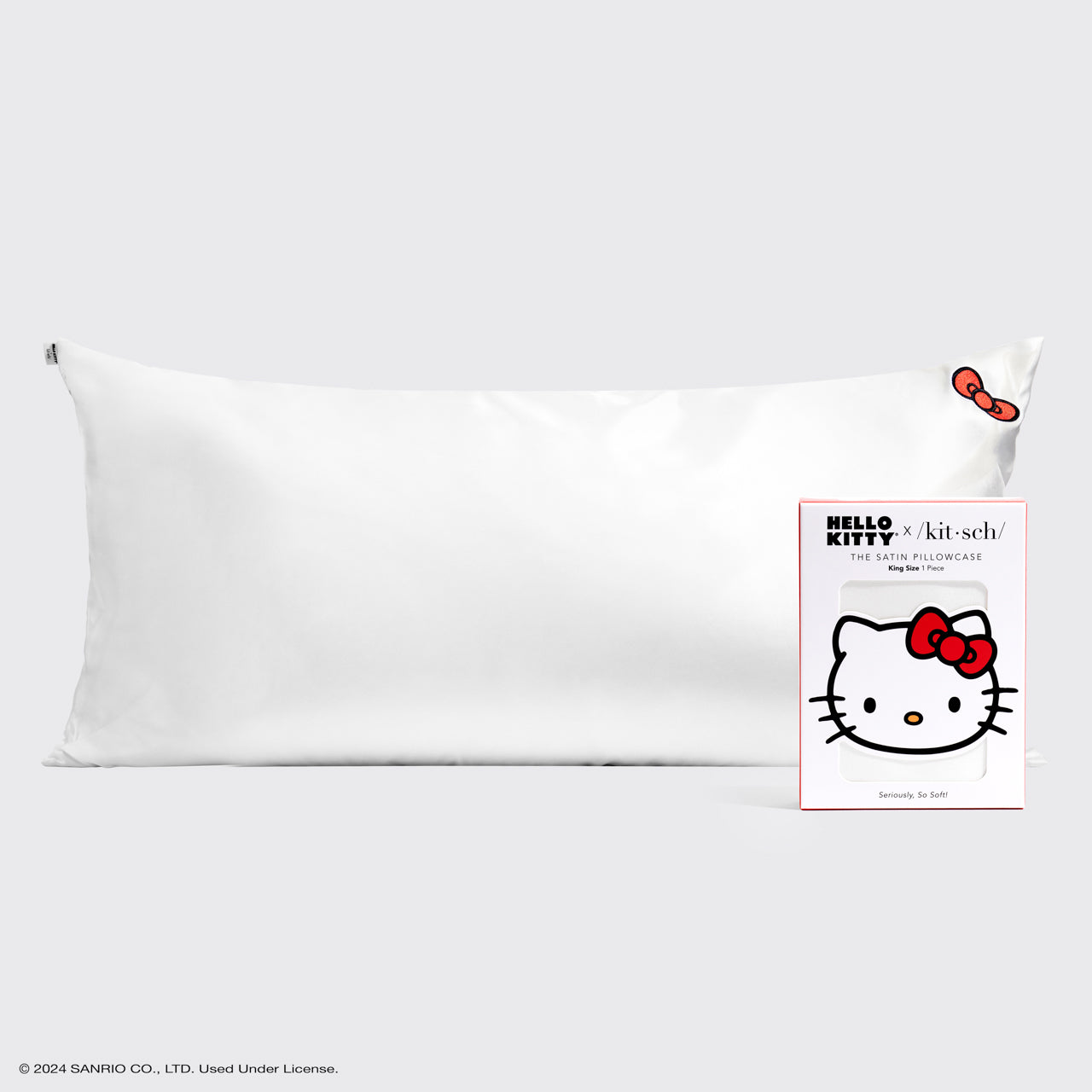 Hello Kitty x Kitsch Funda de Almohada Rey - Marfil Sólido Lazo Hello Kitty