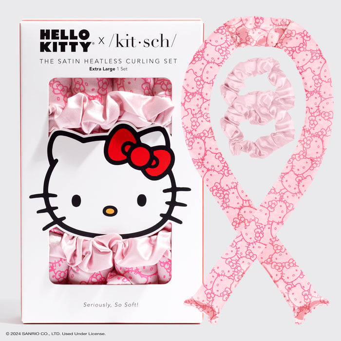 Hello Kitty x Kitsch XL värmelöst locktångsset - rosa Kitty-ansikten