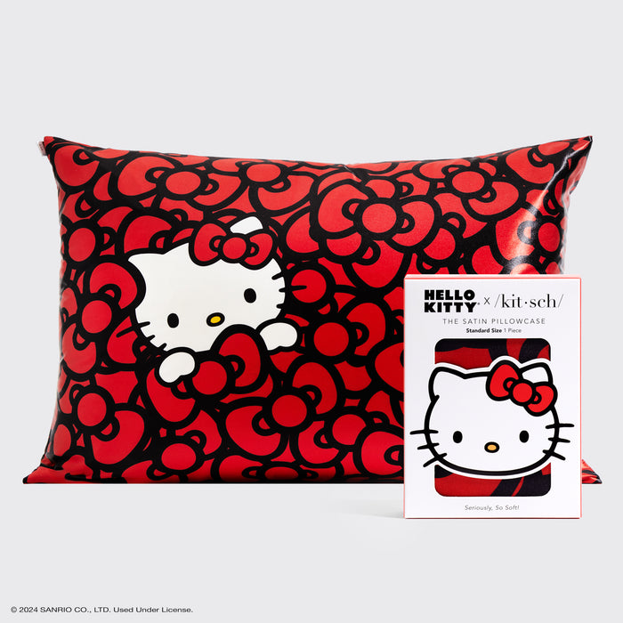 Hello Kitty x Kitsch Funda de almohada de satén - Hello Kitty se baña en un mar de lazos