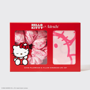 Hello Kitty x Kitsch Satin Fronha e Travesseiro Scrunchie Conjunto de 2 unidades