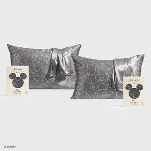 Kitsch & Mickey et Minnie Ensemble de Taies d'Oreiller Standard - Charcoal