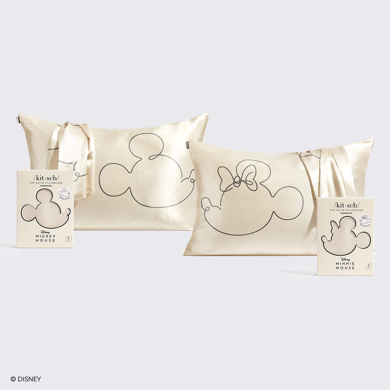 Kitsch & Mickey and Minnie Standard Pillowcase Bundle - Cream