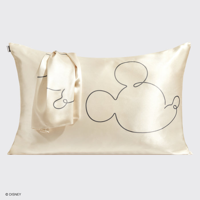 Kitsch & Mickey and Minnie Satin Pillowcase Standard Mr. Mouse - Cream