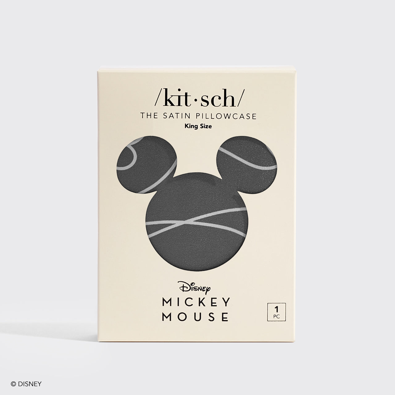 غطاء وسادة ساتان من Kitsch &amp; Mickey and Minnie بتصميم متاهة ميكي كينج - فحمي