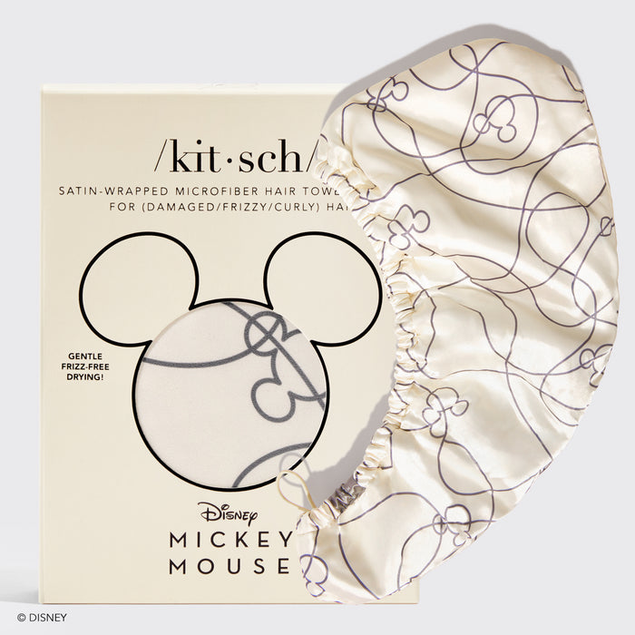 Kitsch & Mickey and Minnie Satin-Wrapped Hair Towel - Mickey Maze