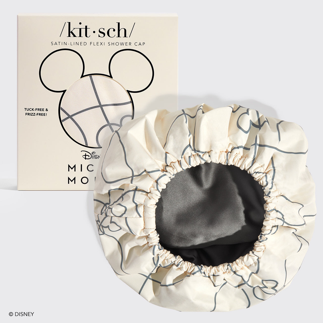 Mickey/ Minnie x Kitsch – Satingefütterte flexible Duschhaube – Mickey Maze