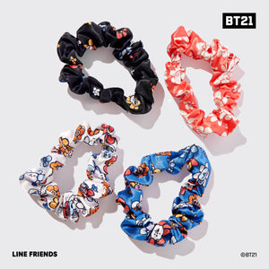 BT21 encontra Kitsch Satin Sleep Scrunchies Conjunto de 4 peças