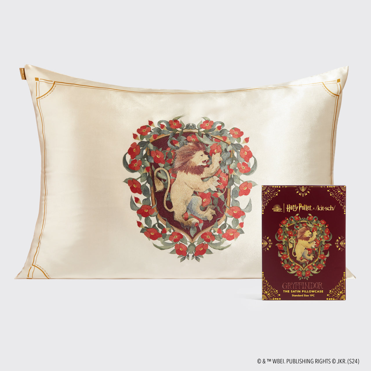 Harry Potter x Kitsch Funda de almohada de satén Estándar - Gryffindor