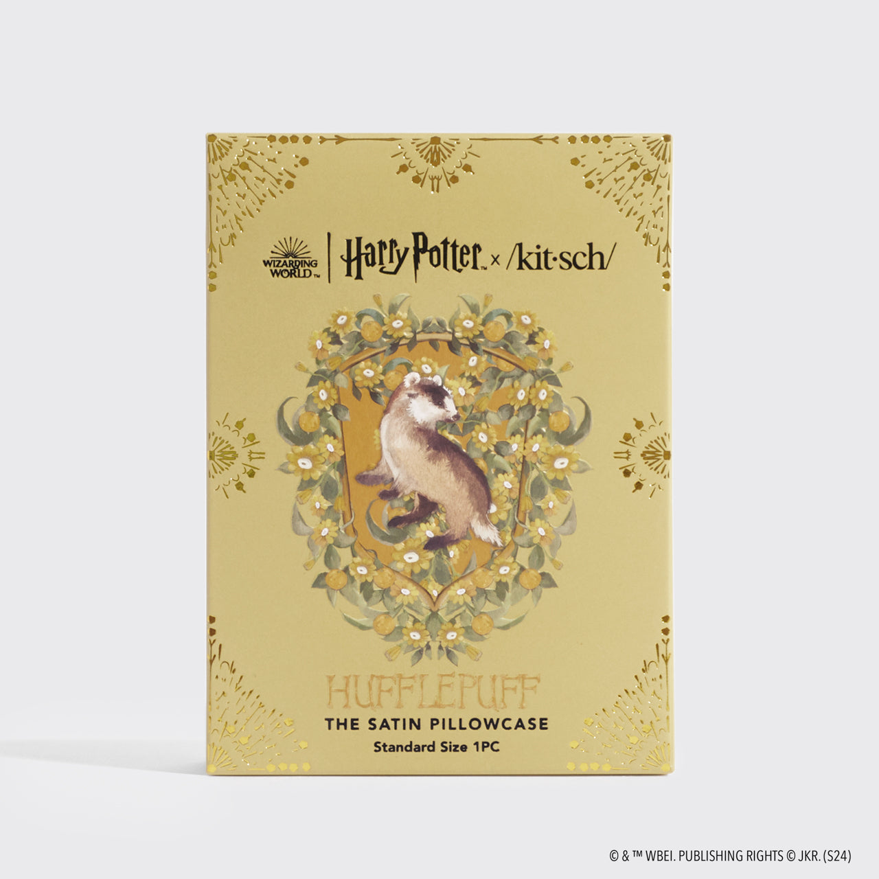 Harry Potter x Kitsch Taie d'oreiller en satin Standard - Hufflepuff