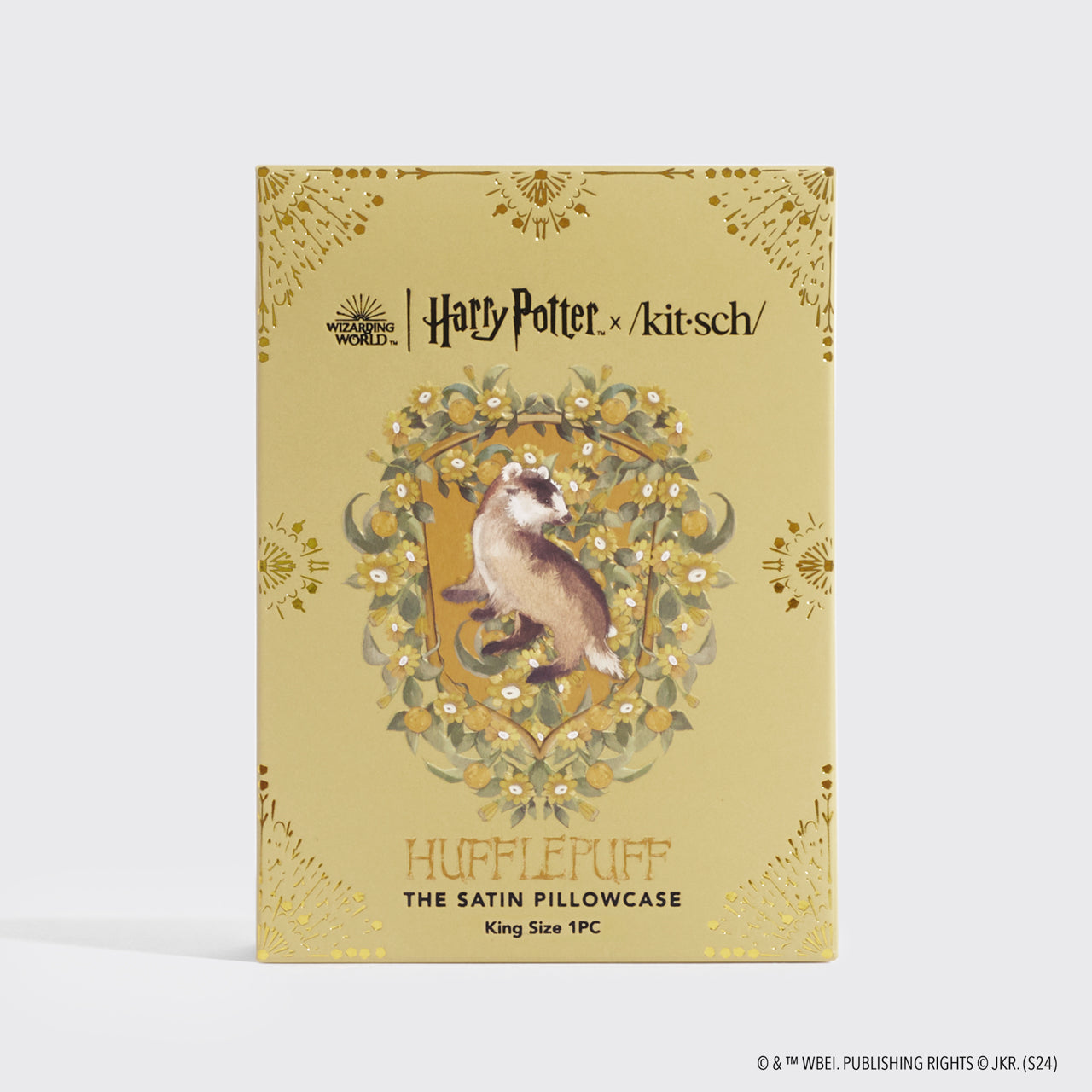 Harry Potter x Kitsch Funda de Almohada de Satén Rey - Hufflepuff