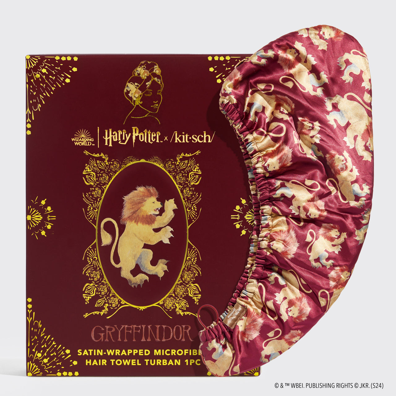 Harry Potter x Kitsch Satin Wrapped Hair Towel Gryffindor KITSCH