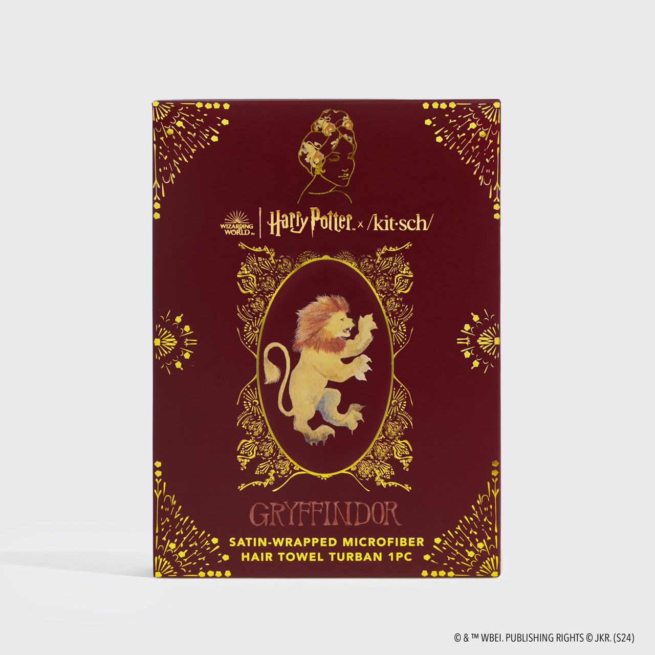 Toalha de cabelo enrolada em cetim Harry Potter x Kitsch - Gryffindor