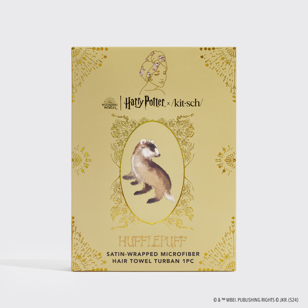 Harry Potter x Kitsch Serviette à cheveux enveloppée de satin - Hufflepuff