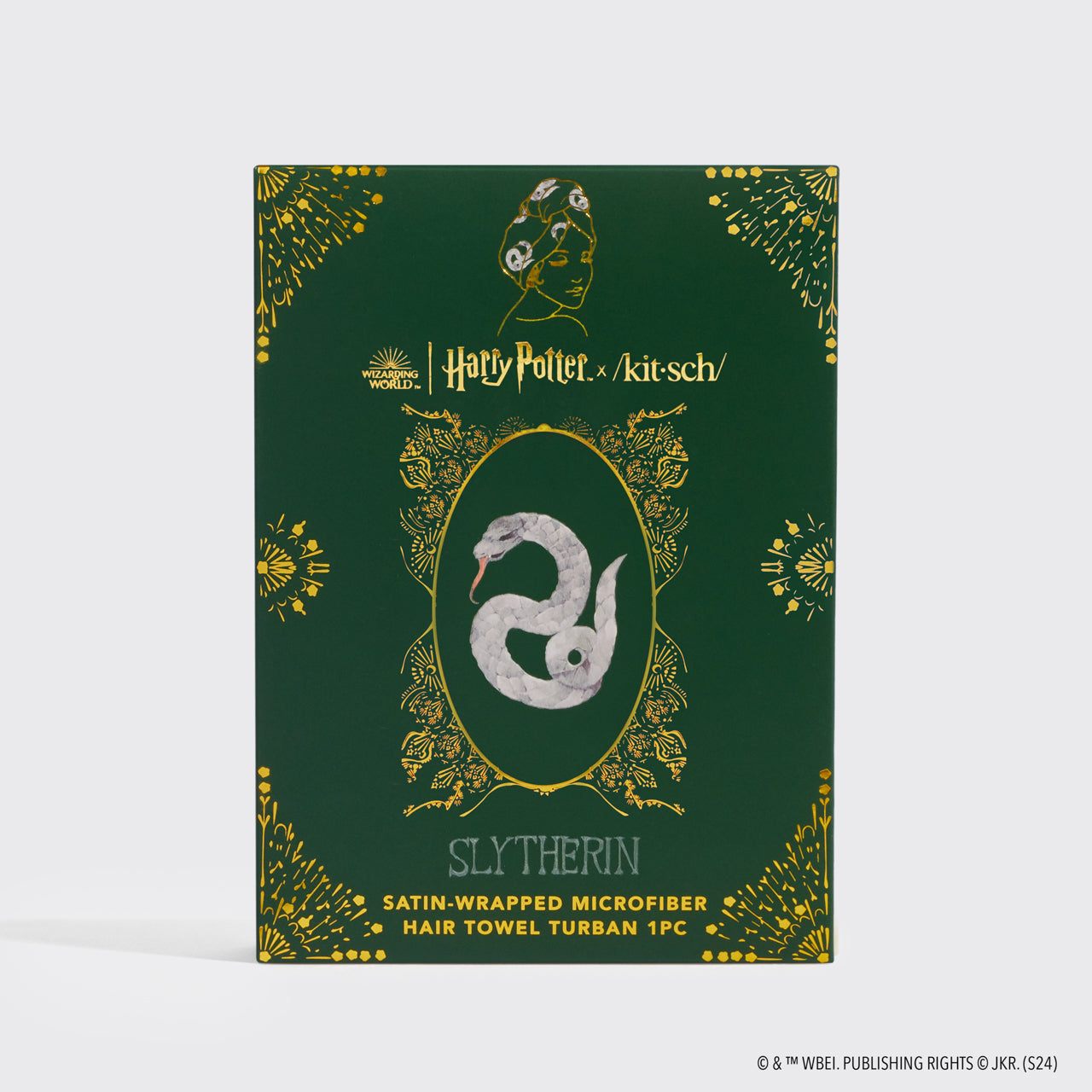 Harry Potter x Kitsch Haarhandtuch mit Satinüberzug – Slytherin