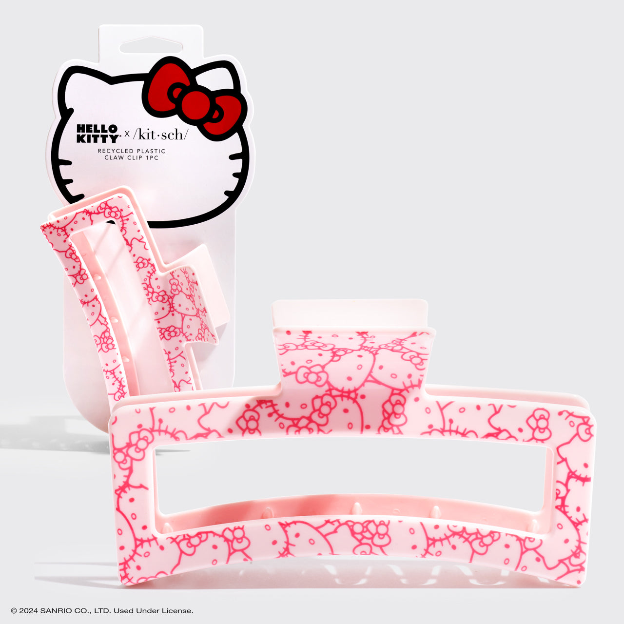 Kitsch x Hello Kitty Jumbo Open Shape Claw Clip - Pink Hello Kitty Faces