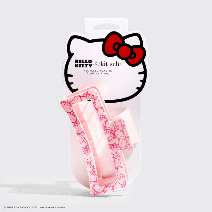 مشبك مخلب كبير من البلاستيك المعاد تدويره من Hello Kitty x Kitsch قطعة واحدة - وجوه كيتي وردية