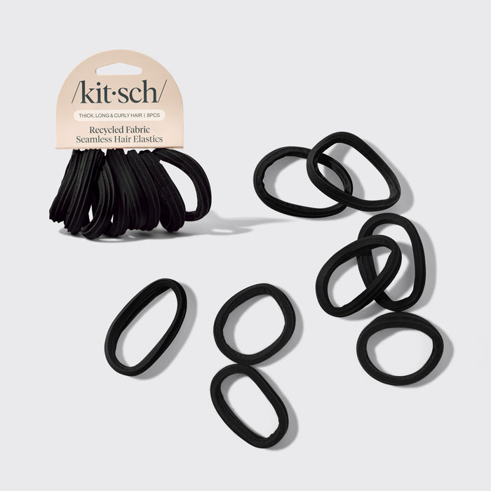 Black Seamless Hair Elastics 8pc Set