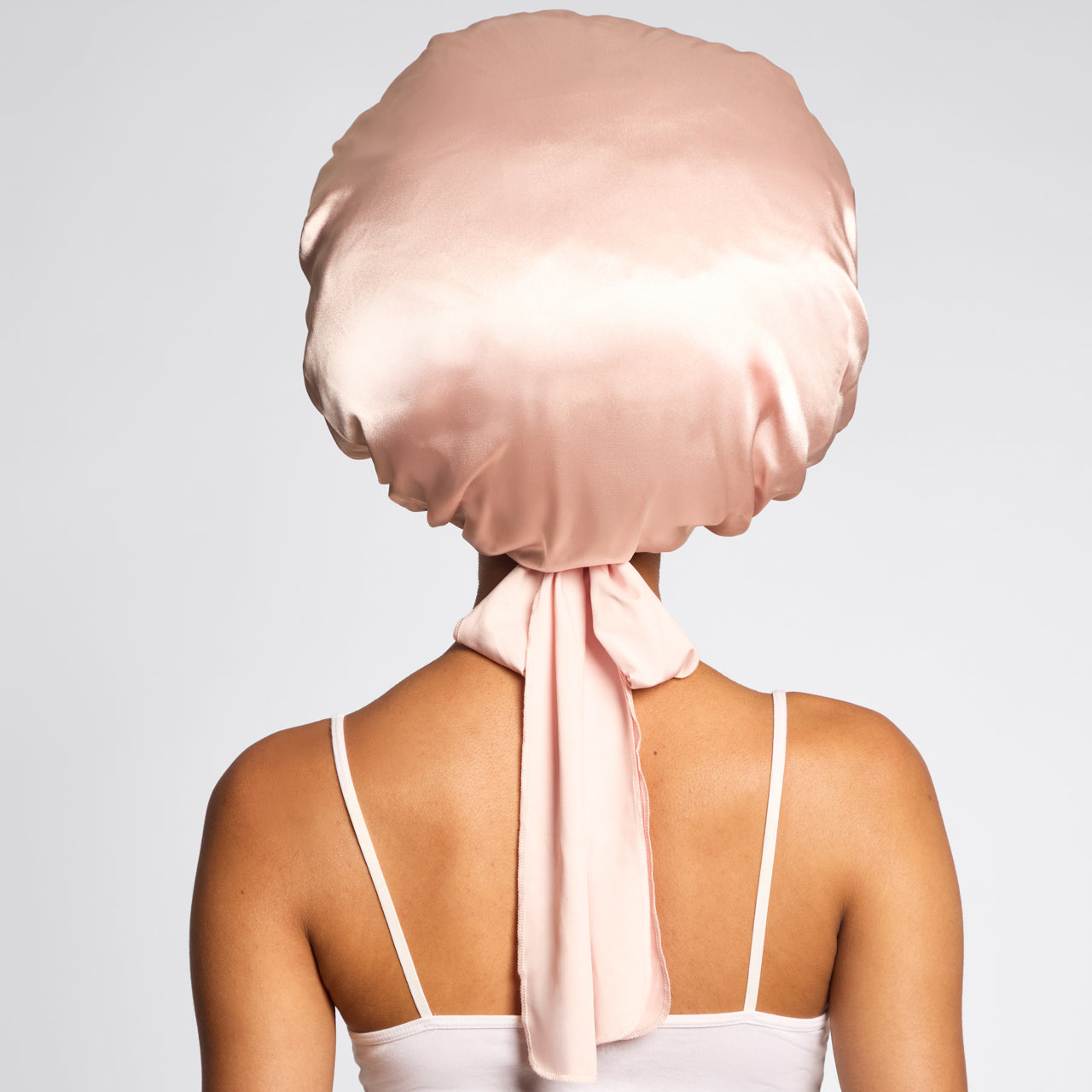 Bonnet réglable en satin surdimensionné - Blush