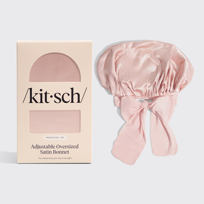 Bonnet réglable en satin surdimensionné - Blush