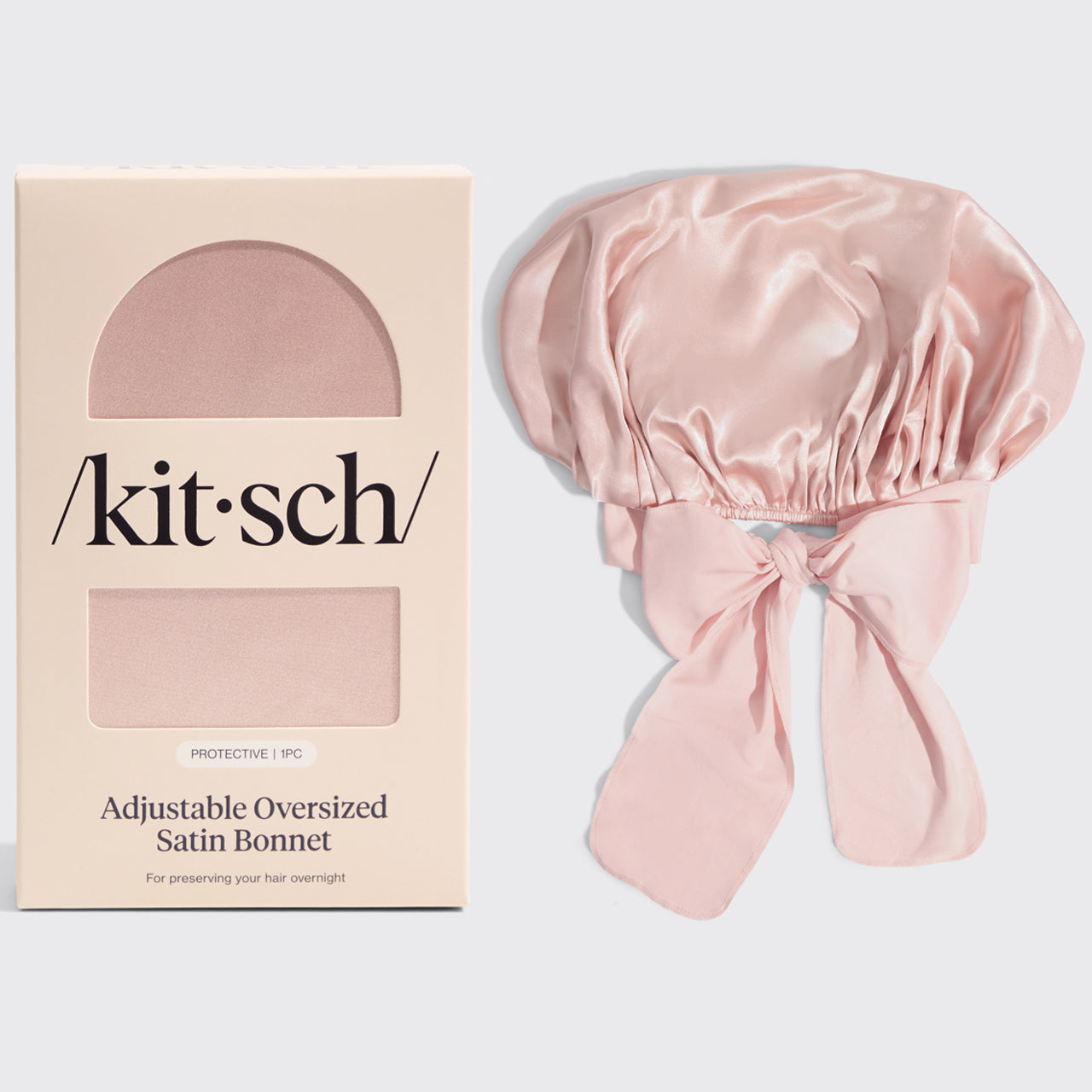 Verstelbare oversized satijnen bonnet - Blush