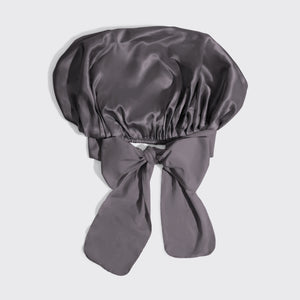 Adjustable Oversized Satin Bonnet- Charcoal