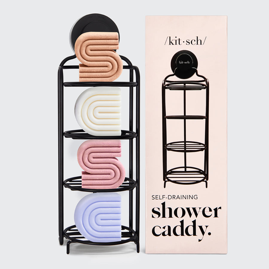 Kitsch Self Draining Shower Caddy with Shelves and Extra Strong Suction Cup
