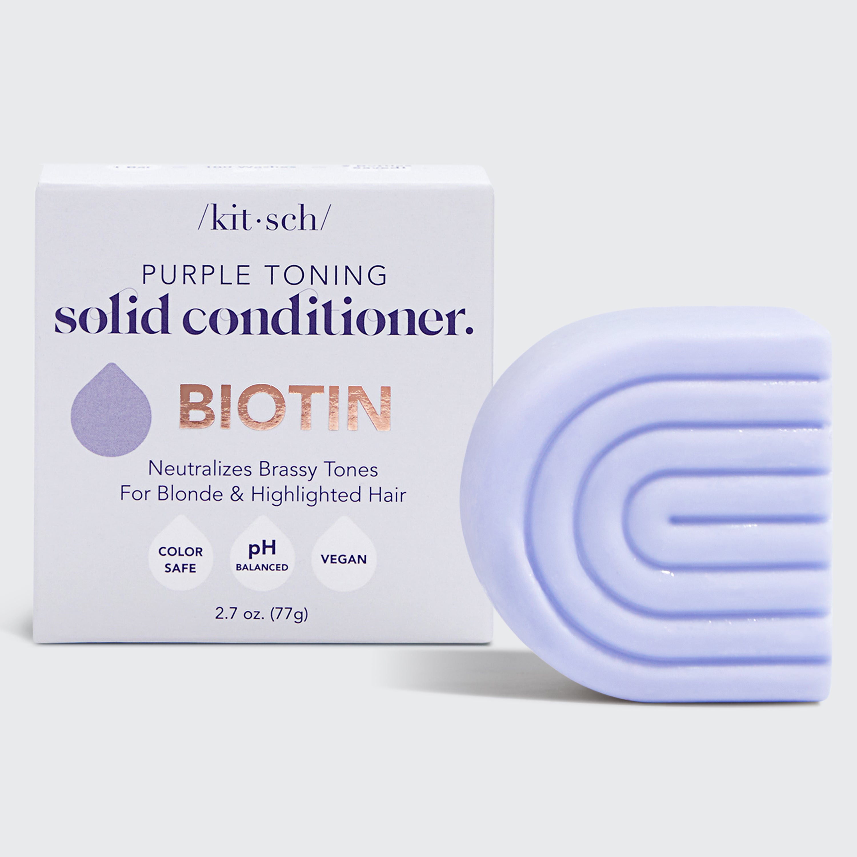 Biotin Purple Toning Solid Shampoo & Conditioner Caddy Bundle, Kitsch
