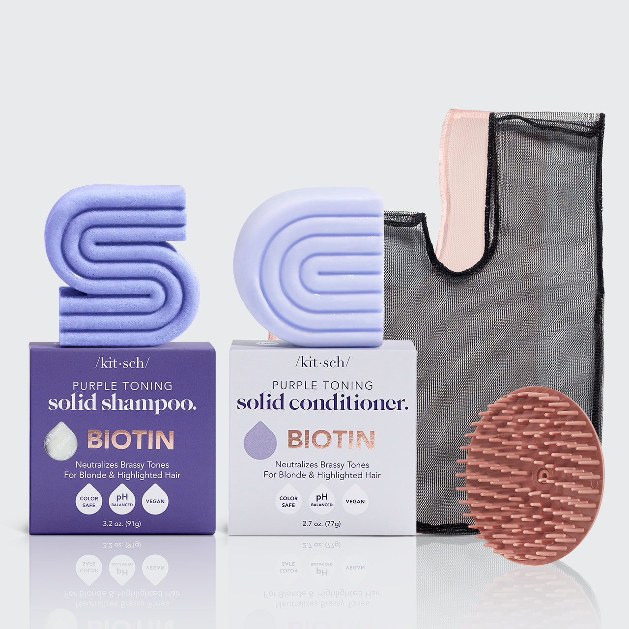 Purple Shampoo & Conditioner Bar Bundle med biotin