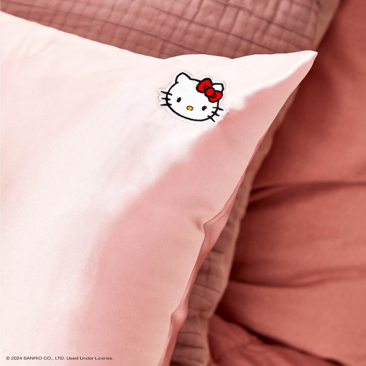 Hello Kitty x Kitsch Funda de Almohada Rey - Rosa Sólido Cara Hello Kitty