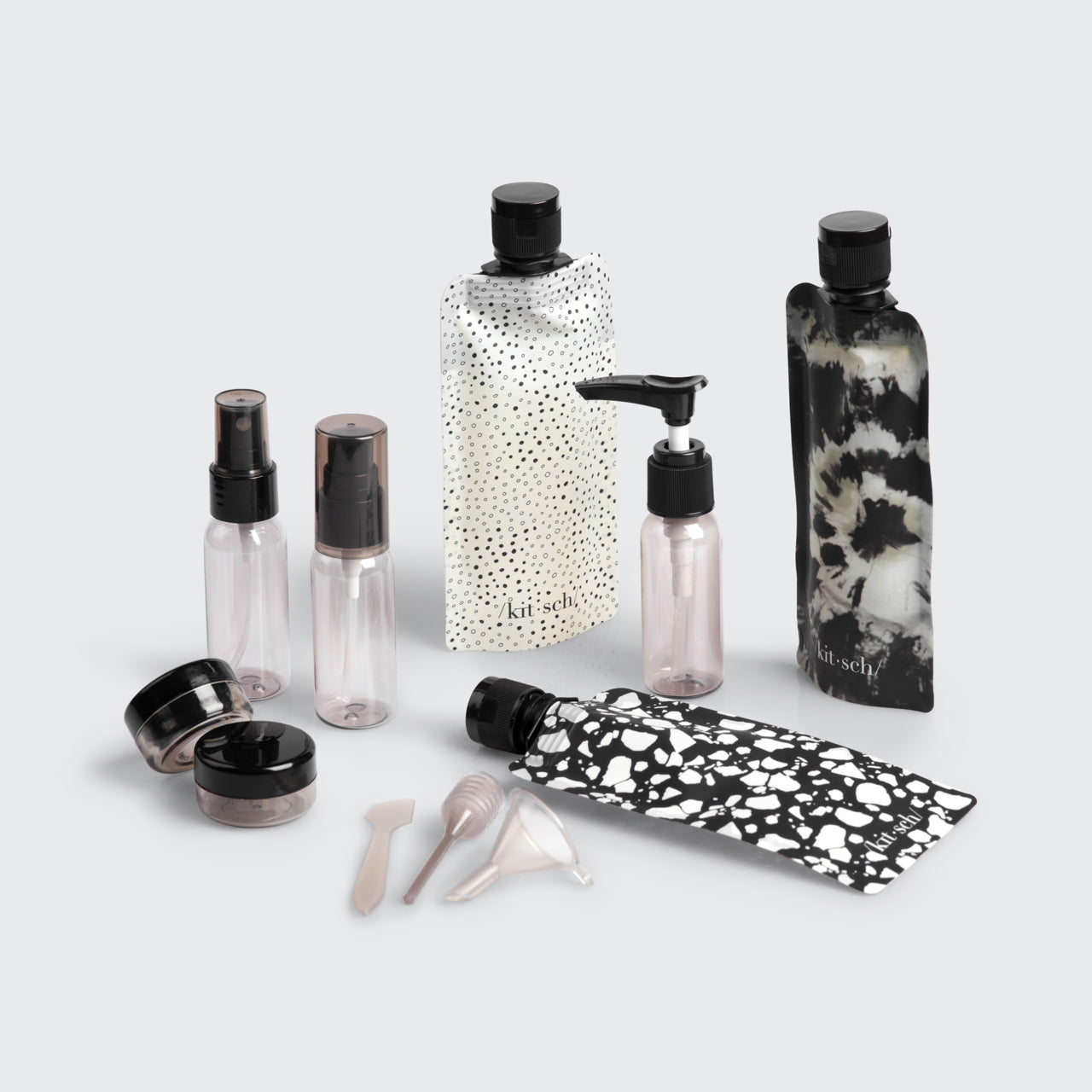 – Ivory - Pack Bottles Black & Toiletries 11 For KITSCH Travel
