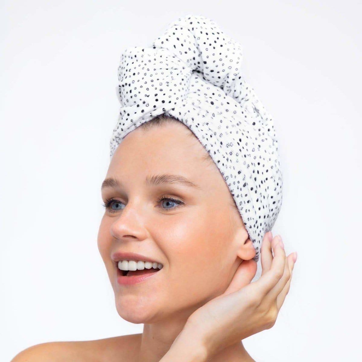 Dots Stripes Shower Cap Hair Towel Bundle KITSCH