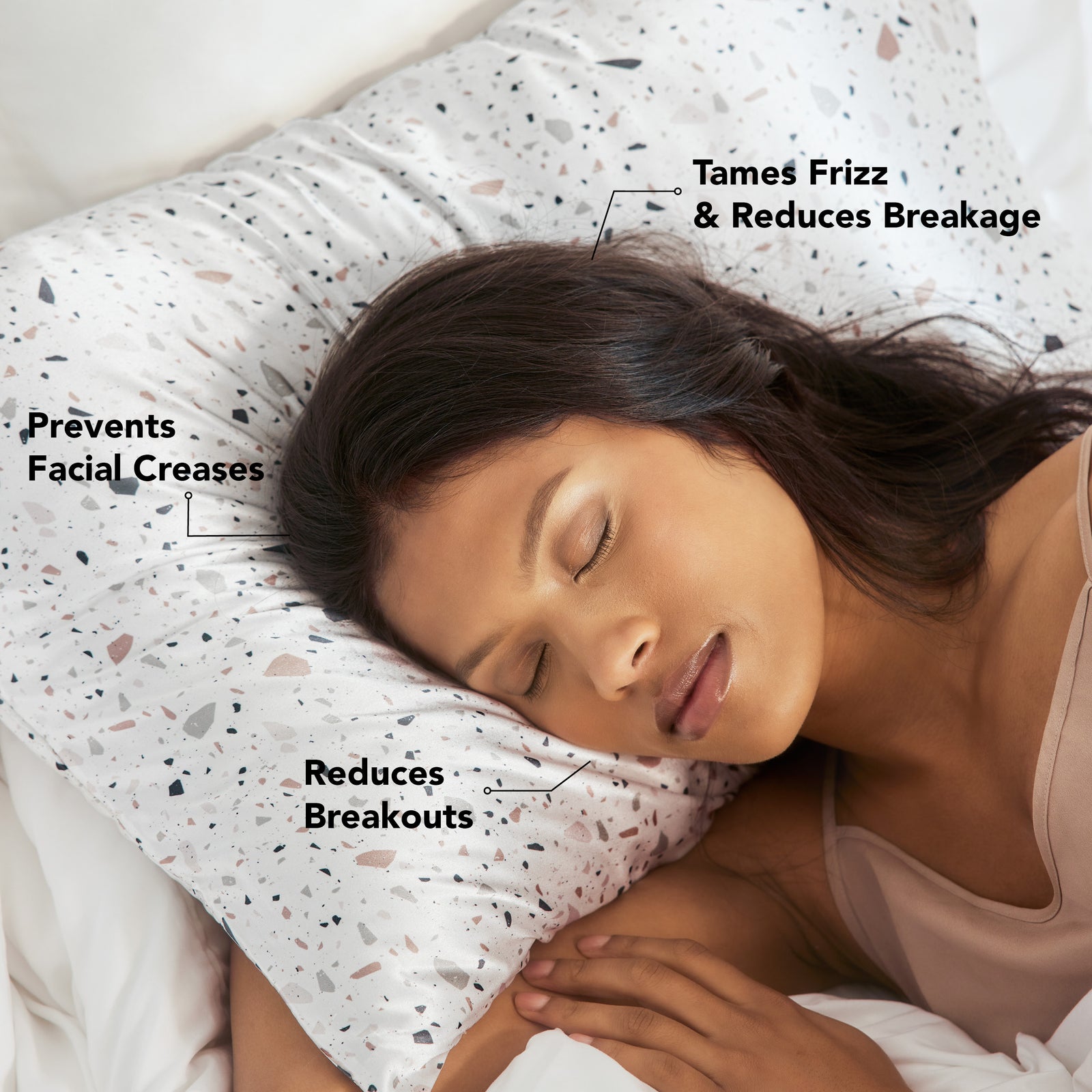 Luxe Satin Pillowcase & Eye Mask Bundle -  Terrazzo