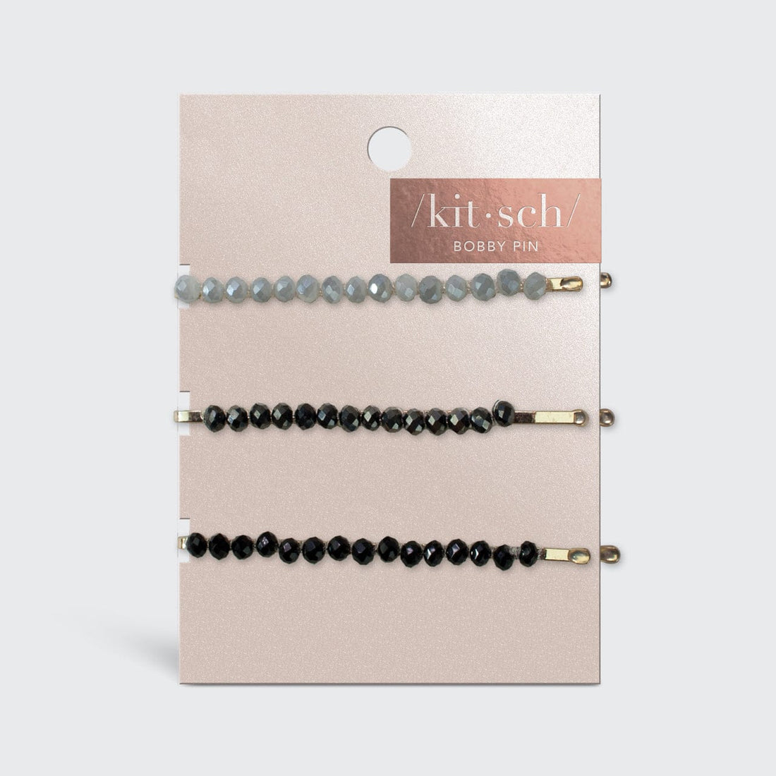 Haarnadeln aus schwarzem/grauem Metall mit Perlen