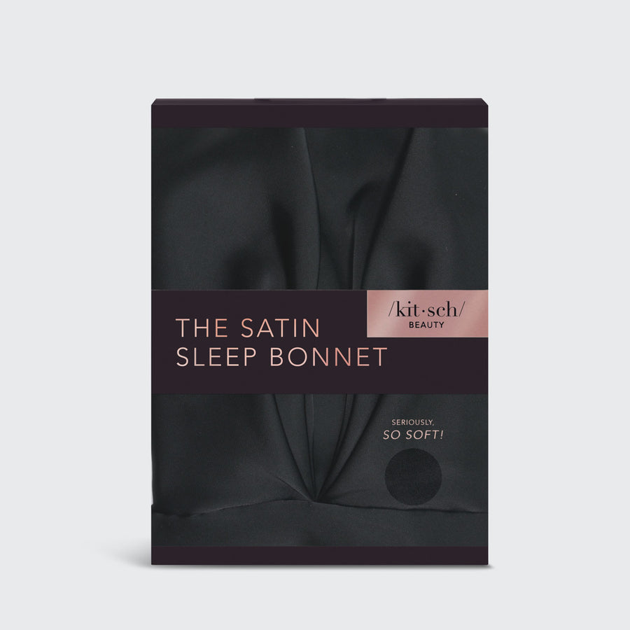 Satin Sleep Bonnet in Black