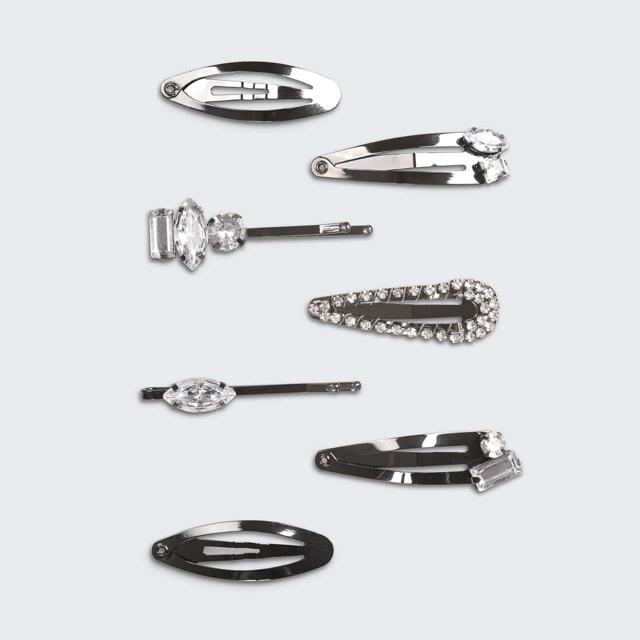 Micro Stackable Snap Clips 7pc set - Hematite