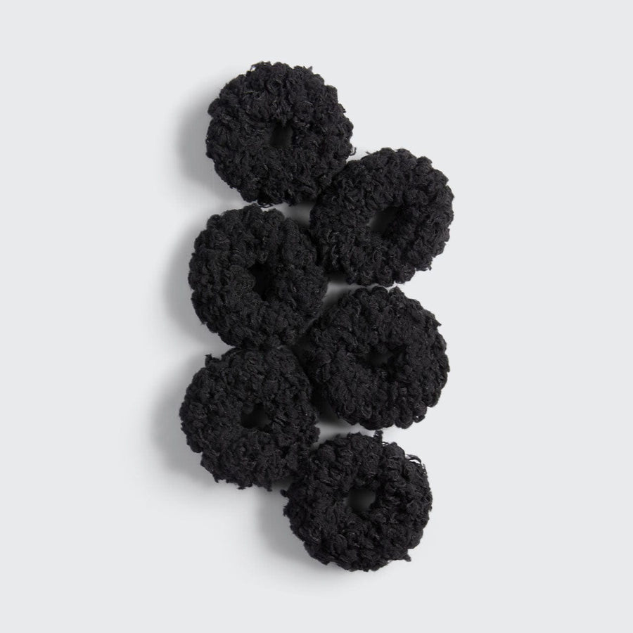 Flauschige Ponys aus Bio-Baumwolle, 6 Stück – Schwarz