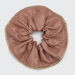 Patent Scrunchie with Chain - Blush